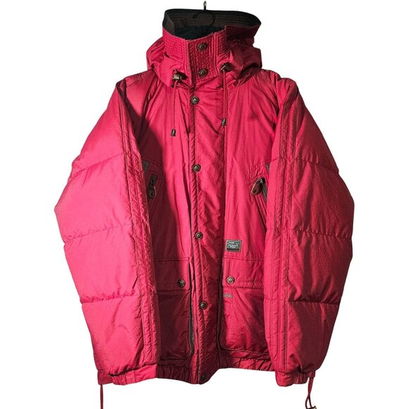 Brambilla Reversible Duck Down Puffer Coat Mens Size M VTG Y2K Red/Green With Ho - Picture 1 of 16